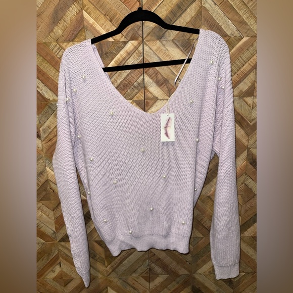 Jessica Simpson Twist Back Pearl Sweater - Picture 4 of 7